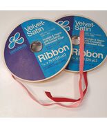 Leewards Velvet Satin ribbon hot pink &amp; red acetate rayon 7/16&quot; Lee ward... - €19,97 EUR