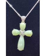 New Green Jade and Sterling Silver Cross Pendant &amp; Necklace Jade of Yest... - £90.43 GBP