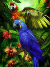 Colorful parrot in the jungle Oil Painting wall art Giclee printed on canvas - £6.88 GBP+