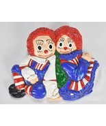 Vintage Raggedy Ann &amp; Andy Chalkware Ceramic Hanging Wall Plaque - £27.17 GBP