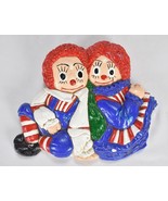 Vintage Raggedy Ann &amp; Andy Chalkware Ceramic Hanging Wall Plaque - $47.37 CAD