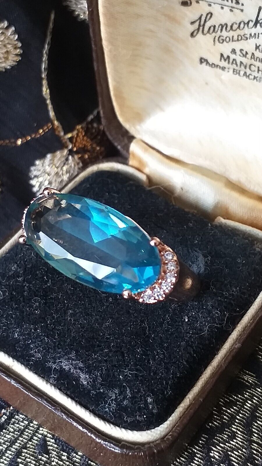 Vintage 1990-s 14 Ct Rolled Gold Large Topaz Ring Size UK Q.5 US 8.25 Ha... - $84.15