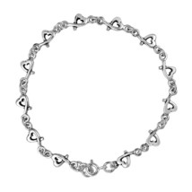 Sweet Love Heart Scribble Link .925 Sterling Silver Bracelet - £19.73 GBP