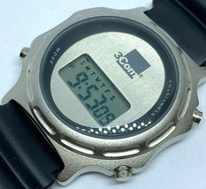 Vintage 3Com Mens Silver LCD Digital Quartz Alarm Chrono Watch Hours~New Battery - £25.11 GBP