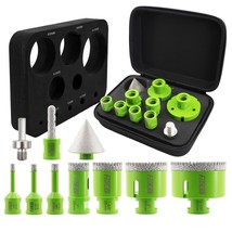 Diamond Core Drill Bits Set - 10Pcs Tile Hole Saw Kit 6/8/10/25/35/50/65... - £98.07 GBP