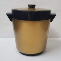 West Bend Thermo Serv Ice Bucket Vintage Mid Century Atomic Gold Black 10&quot; - $21.00
