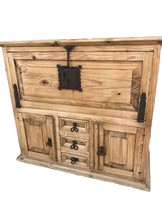 Rustic vintage light brown wooden vine cabinet buffet with lock drawers - £159.86 GBP