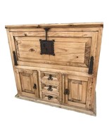 Rustic vintage light brown wooden vine cabinet buffet with lock drawers - £157.37 GBP