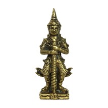 Thao Wessuwan Thai Amulet Gold Statue Protection Spirits Ghost Yant Thai Amulet - £14.13 GBP