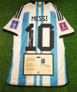 Argentina World Cup Messi 10 2022 SIGNED PLAYER Shirt/Jersey + COA (LEO ... - $149.95