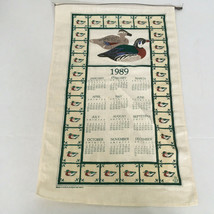 Vintage 1989 cloth wall hanging tea towel calendar duck print country decor - £15.53 GBP