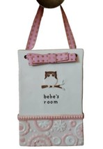 Grasslands Road Owl Pink Baby Nursery Sign Bebe&#39;s Room Ceramic Plaque Ribbon - £9.28 GBP