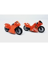 Lego Minifigure Red Motorcycle Lot (2) Fire Speeder 08 Motor Bike w Gray... - £5.78 GBP