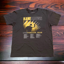 Kane Brown Live Forever Music Tour T Shirt Gray Crew Neck Size XL - £13.23 GBP