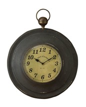 Large Pocket Watch Wall Clock Rustic Antique Style Metal By Park Designs Black - £70.67 GBP