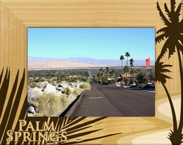 Palm Springs California with Palm Tree Laser Engraved Wood Picture Frame (4 x 6) - £23.97 GBP