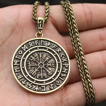Mens Norse Viking Rune Vegvisir Compass Pendant Necklace Protection Jewelry Gift - £10.18 GBP