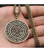 Mens Norse Viking Rune Vegvisir Compass Pendant Necklace Protection Jewe... - £10.29 GBP