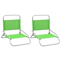 Folding Beach Chairs 2 pcs Green Fabric - £41.42 GBP