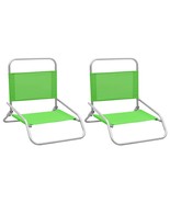 Folding Beach Chairs 2 pcs Green Fabric - £41.86 GBP