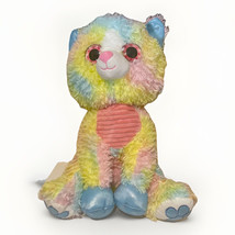 Rainbow Pastel Plush Kitty Cat Kitten Lovey Stuffed Animal  16 Inches Tall  READ - $16.61