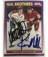Kelly &amp; Kevin Miller Autographed 1991 Score NHL Brothers Hockey Card - €13,12 EUR