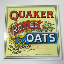 QUAKER ROLLED OATS 1984 Ceramic Trivet Tile 6x6 Circa 1896 Label Design - $15.00