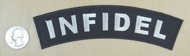 INFIDEL  UPPER ROCKER STYLE  IRON-ON / SEW-ON EMBROIDERED PATCH 6&quot;x 1.5&quot; - £4.62 GBP