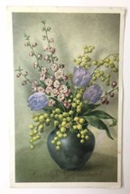 Vintage Dutch Best Wishes / Kind Regards PC 1964 Vase of Flowers - £3.18 GBP