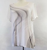 Tahari Womens T-shirt size M White grey Short Sleeve Top - £7.97 GBP