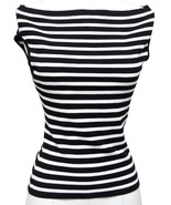 MICHAEL KORS COLLECTION Striped Sleeveless Knit Sweater White Black Bate... - £95.38 GBP