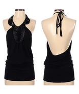 Robert Rodriguez Beaded Embellished Black Halter Top Women&#39;s Size Small - $135.40 CAD