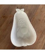 Vintage Hazel Atlas Milk Glass Pear Shape Candy Nut Dish Floral Print Ba... - $12.99 CAD