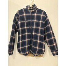 Mens Wrangler Navy &amp; Red Plaid Flannel Sherpa-Lined Button-Up Shirt Size... - $14.00