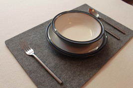 ONLY GREY Large Felt Placemats 17 x 11 inch. Rectangle Place Mat Set of 8 - £23.40 GBP