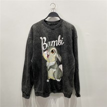  Letter Bambi s  Print Women Sweatshirt Vintage Effect O-Neck Pullover L... - £118.10 GBP
