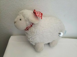 Vintage Eden Musical Lamb Plush Stuffed Animal Red Bow White Christmas Song  - £31.30 GBP