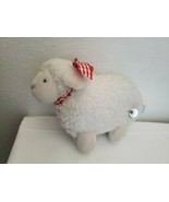 Vintage Eden Musical Lamb Plush Stuffed Animal Red Bow White Christmas S... - £31.13 GBP