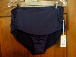 Kona Sol Navy Blue Shirred Side High Waist Swimsuit Bottoms - Size XL - £15.22 GBP