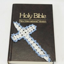 Holy Bible New International Version Brown Leather Zondervan 1979 Croche... - $14.69