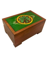 Celtic Shamrock Chest Box Polish Handmade Wood Celtic Lucky Charm Keepsake  - £26.04 GBP