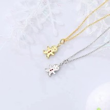 925 silver Gingerbread man pendant gold plated christmas necklaces for women gir - £26.37 GBP