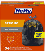Strong Large Trash Bags, Black, 30 Gallon, 74 Count - $25.83