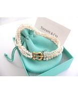Tiffany & Co 18K Pearl Strand Bracelet Gold Picasso Bangle 8 In Love Gift Pouch - $2,498.00