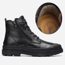 Natural Cow Leather Men Winter Boots Handmade Retro Men Boots Genuine Leather Me - £109.57 GBP