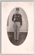 RPPC Modern Woodsman Of America Man With Ac In Uniform Postcard U21 - £16.07 GBP