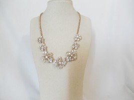 Charter Club 18&quot; w 2&quot;ext Rose Gold Tone Crystal Floral Frontal Necklace Y444 $39 - £13.14 GBP