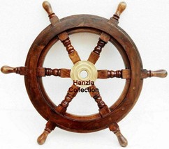  Steering Wheel Nautical Wall Décor18&quot; Boat Wooden Wheel Ship  - £52.55 GBP