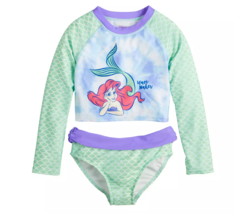 Disney Little Mermaid Girls 2 Piece Rashguard Top  Bottom Swimsuit Set S... - $17.81