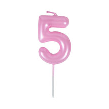 Macaron Pink Number 5 Candles,Pink Birthday Candles,Macaron Happy Birthd... - $29.66 CAD